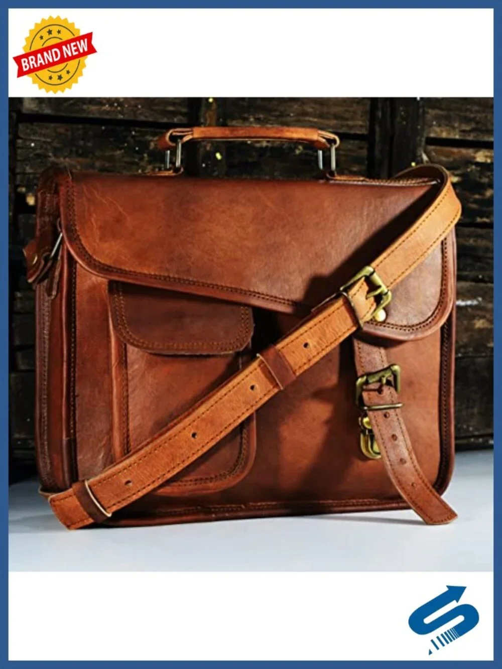 Men's Genuine Leather Small Briefcase Messenger Satchel for iPad Tablet